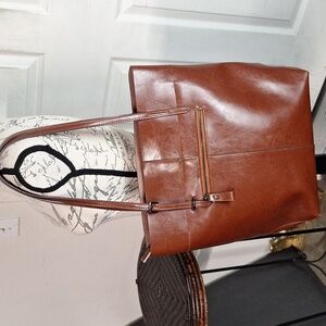 Kattee Vintage Genuine Leather Tote Shoulder Bag with Adjustable Handles